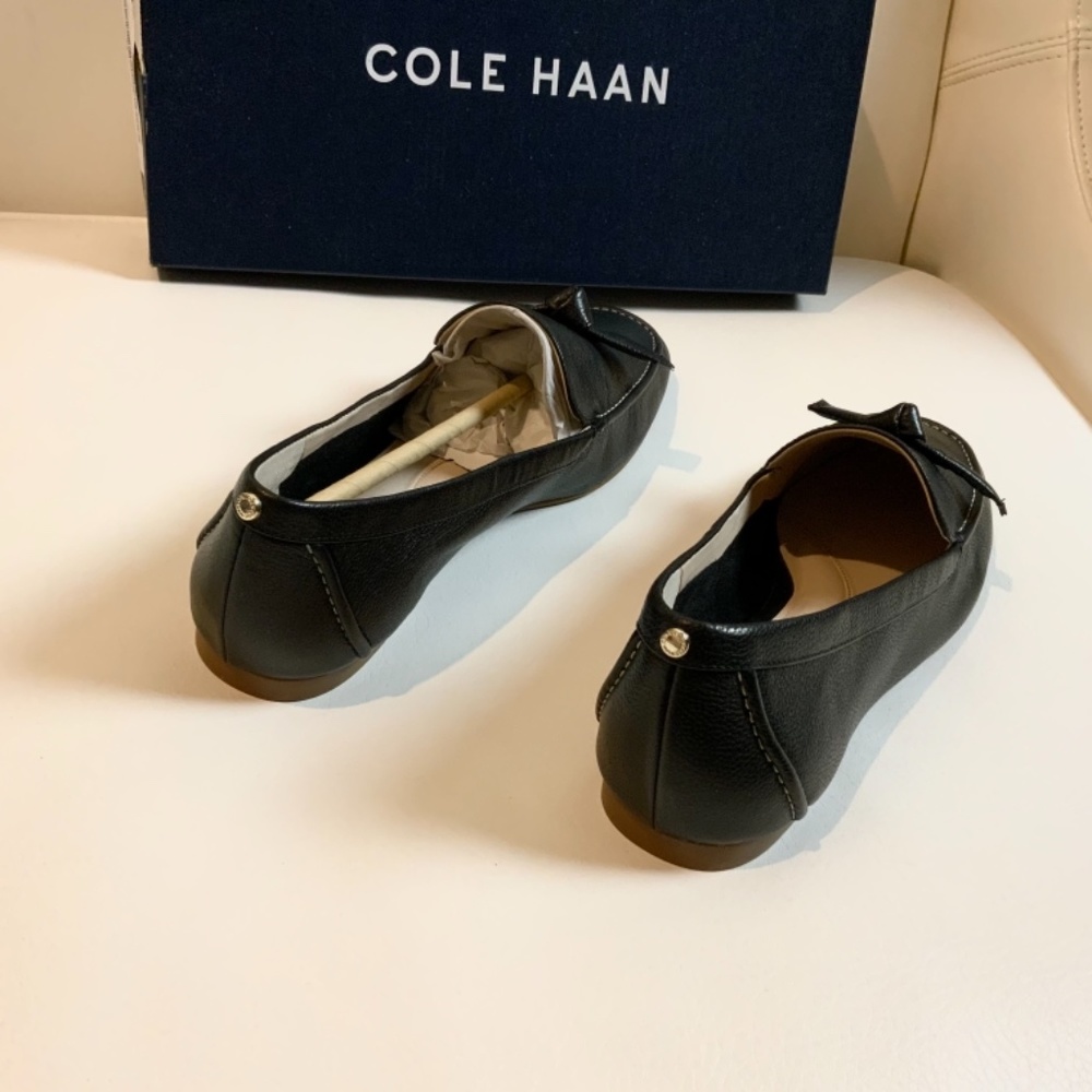 Cole Haan Caddie Bow Loafer Black Leather Flats - Picture 8 of 14